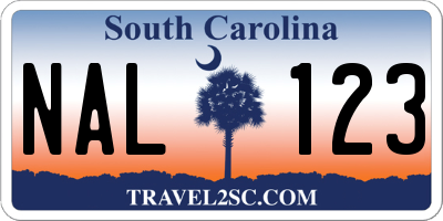 SC license plate NAL123