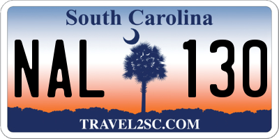 SC license plate NAL130