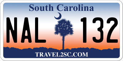 SC license plate NAL132