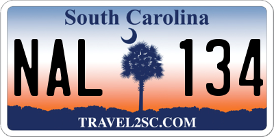 SC license plate NAL134