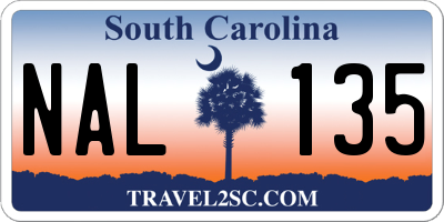 SC license plate NAL135