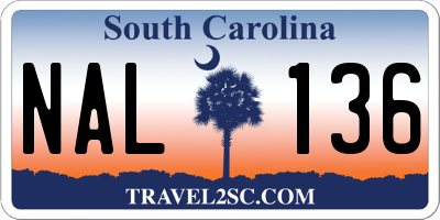 SC license plate NAL136