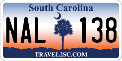 SC license plate NAL138