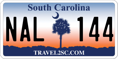 SC license plate NAL144