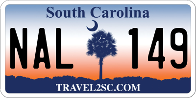 SC license plate NAL149