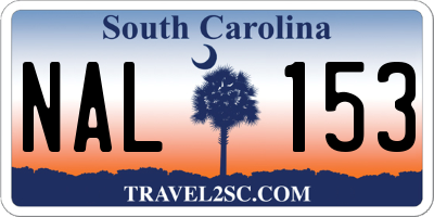 SC license plate NAL153