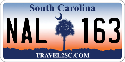 SC license plate NAL163