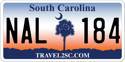 SC license plate NAL184