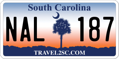 SC license plate NAL187