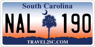 SC license plate NAL190