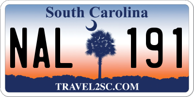 SC license plate NAL191