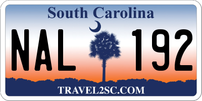 SC license plate NAL192