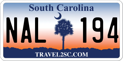 SC license plate NAL194