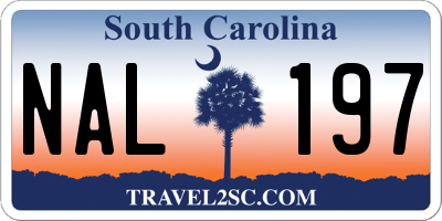 SC license plate NAL197