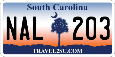 SC license plate NAL203