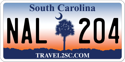 SC license plate NAL204
