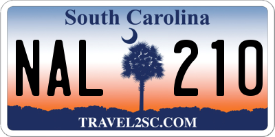 SC license plate NAL210