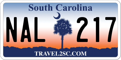 SC license plate NAL217