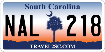 SC license plate NAL218