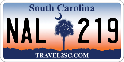 SC license plate NAL219