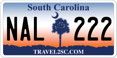 SC license plate NAL222