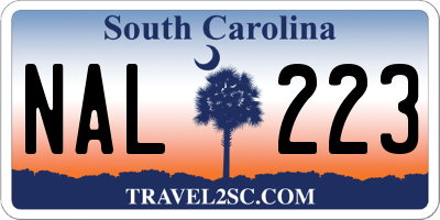 SC license plate NAL223