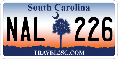 SC license plate NAL226