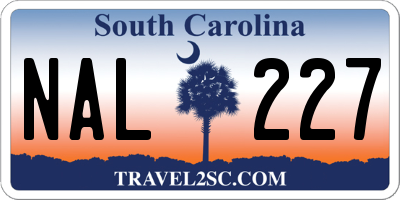 SC license plate NAL227