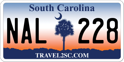 SC license plate NAL228