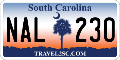 SC license plate NAL230