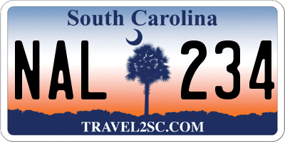 SC license plate NAL234