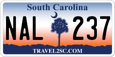 SC license plate NAL237