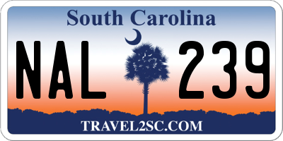 SC license plate NAL239