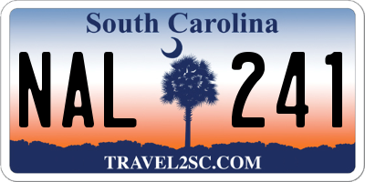 SC license plate NAL241