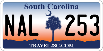 SC license plate NAL253