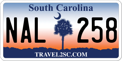 SC license plate NAL258