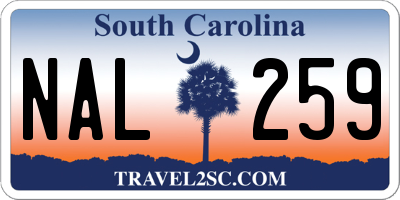 SC license plate NAL259