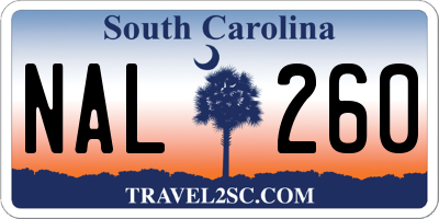 SC license plate NAL260