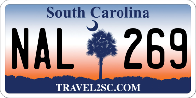 SC license plate NAL269