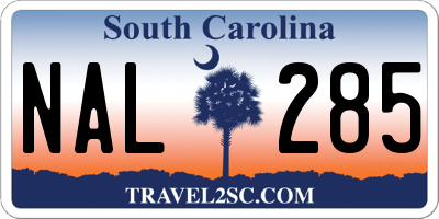 SC license plate NAL285