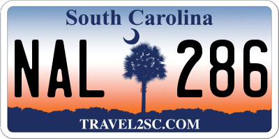 SC license plate NAL286