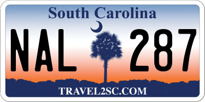 SC license plate NAL287
