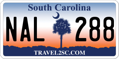 SC license plate NAL288