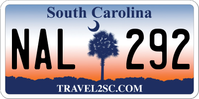 SC license plate NAL292