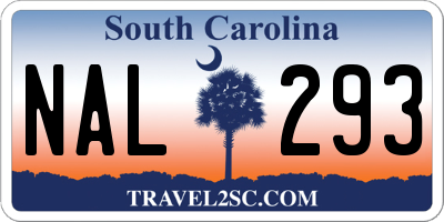 SC license plate NAL293
