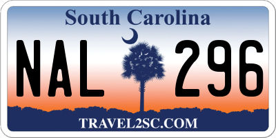 SC license plate NAL296