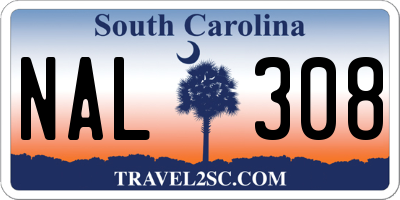 SC license plate NAL308