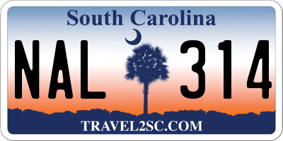 SC license plate NAL314