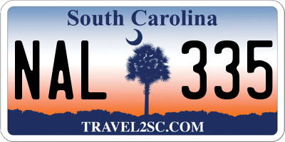 SC license plate NAL335