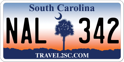 SC license plate NAL342